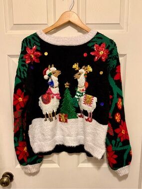 Festive Llama Christmas Sweater